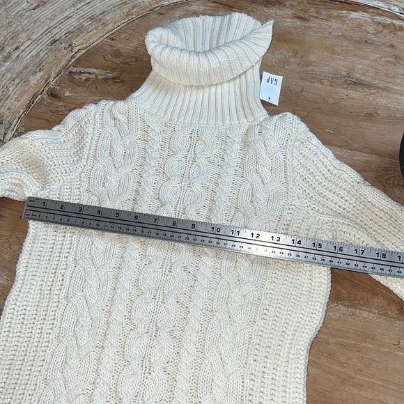 GAP Cream Cable Knit Turtleneck Sweater Ecru Fisherman Style XS - Picture 7 of 9